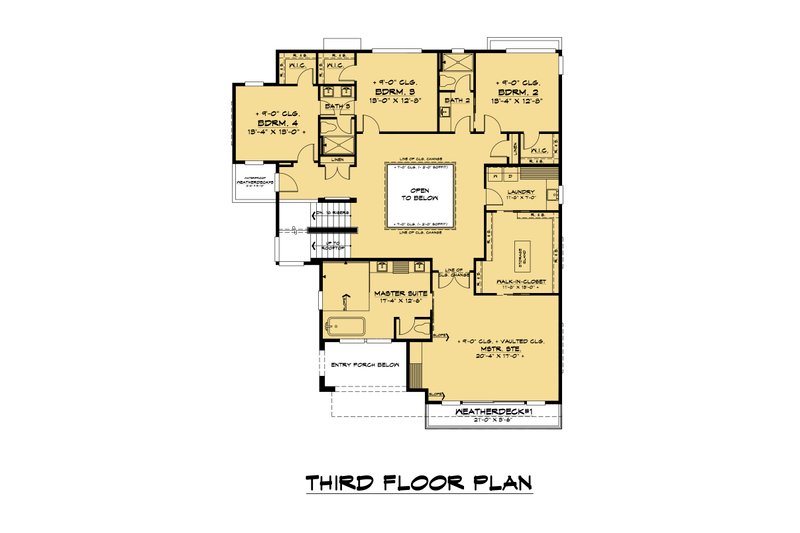 Architectural House Design - Floor Plan - Upper Floor 1 for Contemporary House Plan #1066-133 - 5 bed, 4 bath