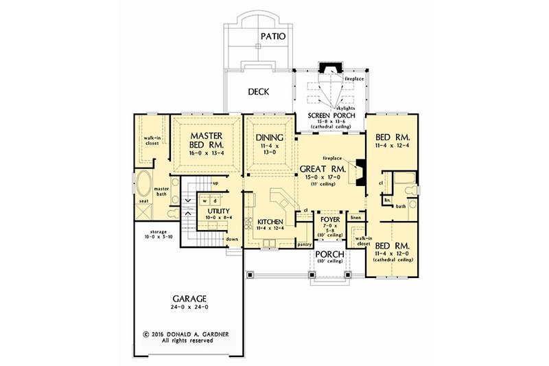 House Plan Design - Floor Plan - Main Floor for Craftsman House Plan #929-1038 - 3 bed, 2 bath