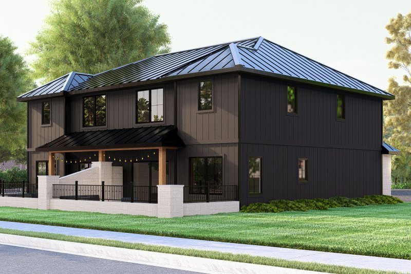 House Blueprint - Exterior - Rear Elevation 1 for Modern House Plan #1064-310 - 6 bed, 5 bath