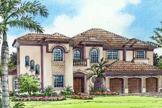 Exterior - Front Elevation for Mediterranean House Plan #420-177 - 5 bed, 5 bath