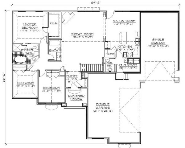 Ranch Floor Plan - Main Floor Plan #5-239