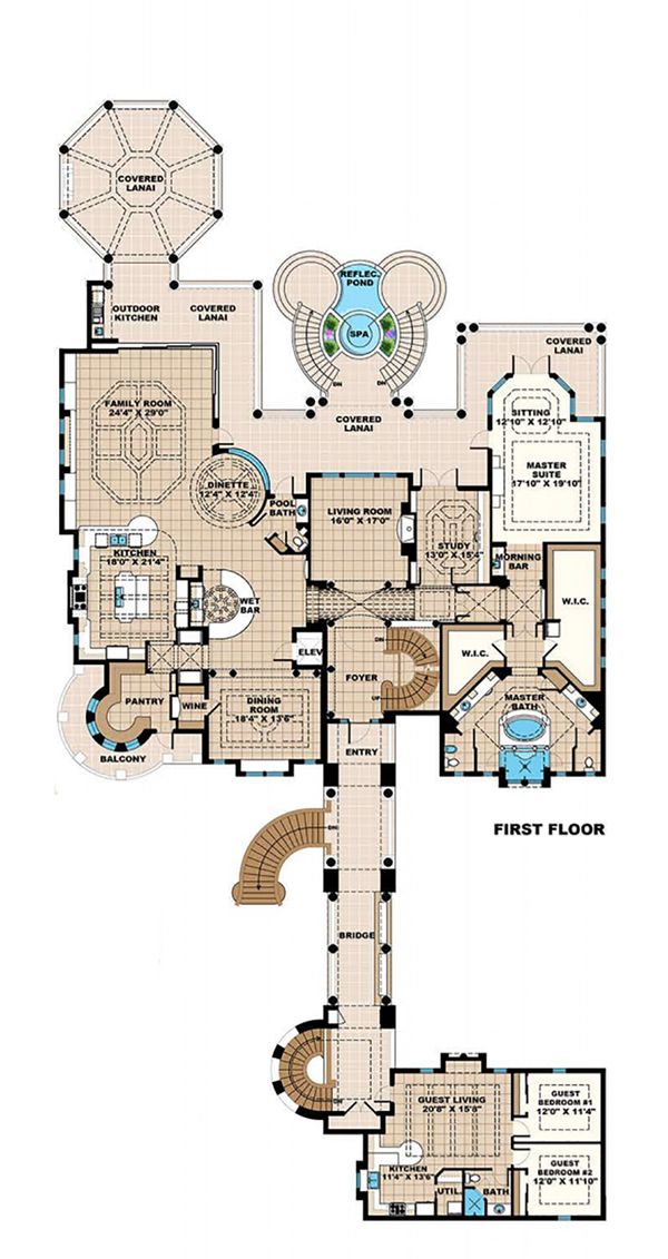 Mediterranean Floor Plan - Upper Floor Plan #27-538