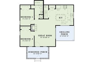 Floor Plan - Main Floor for Country House Plan #17-2607 - 2 bed, 1 bath