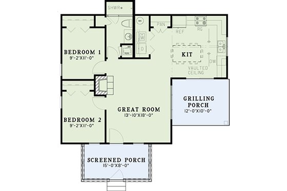 Floor Plan - Main Floor for Country House Plan #17-2607 - 2 bed, 1 bath
