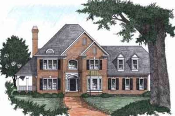 Exterior - Front Elevation for Southern House Plan #129-131 - 4 bed, 3.5 bath