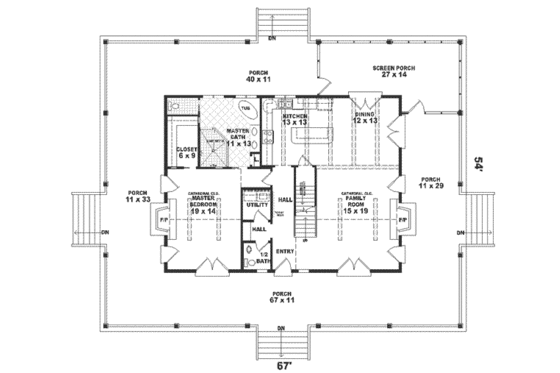Floor Plan - Main Floor for Country House Plan #81-108 - 3 bed, 2.5 bath