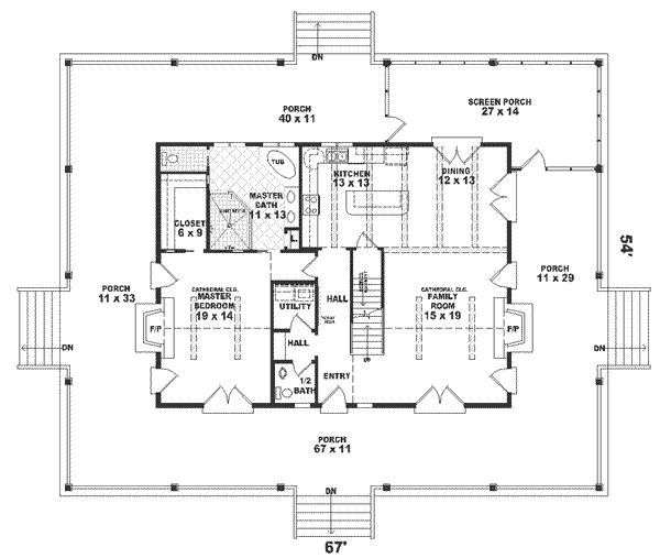 Country Floor Plan - Main Floor Plan #81-108
