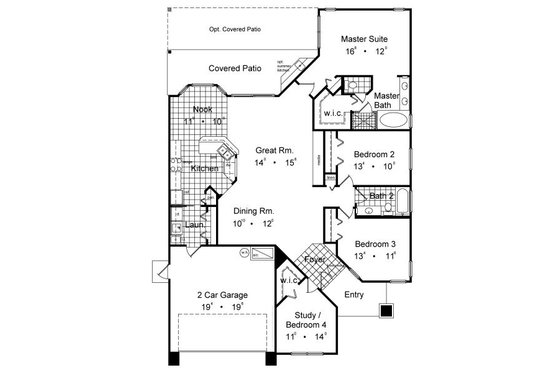 Floor Plan - Main Floor for Mediterranean House Plan #417-159 - 4 bed, 2 bath