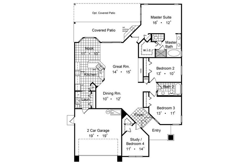 Mediterranean Style House Plan - 4 Beds 2 Baths 1890 Sq/Ft Plan #417 ...