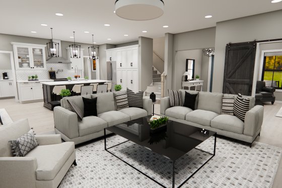 Interior - Family Room for Farmhouse House Plan #51-1371 - 4 bed, 3.5 bath