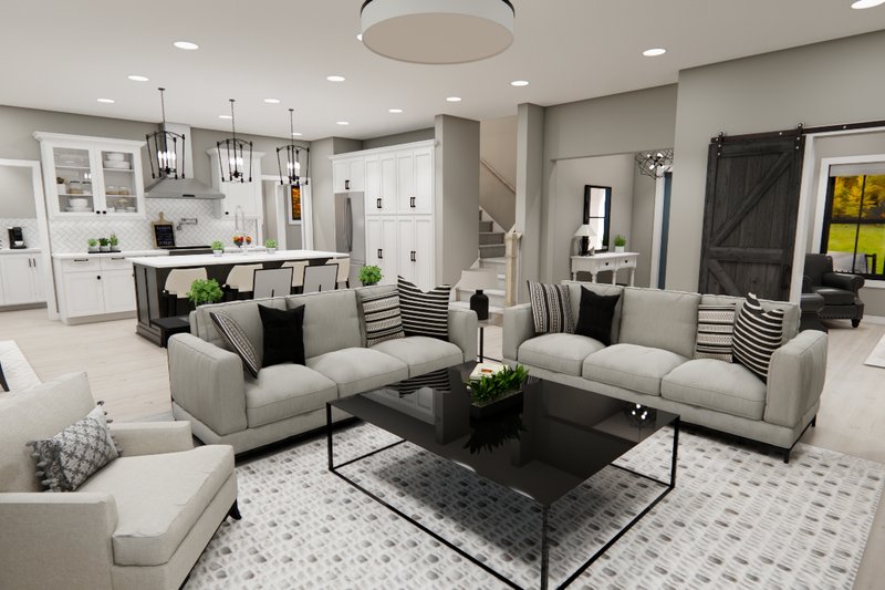 Home Plan - Interior - Family Room for Farmhouse House Plan #51-1371 - 4 bed, 3.5 bath