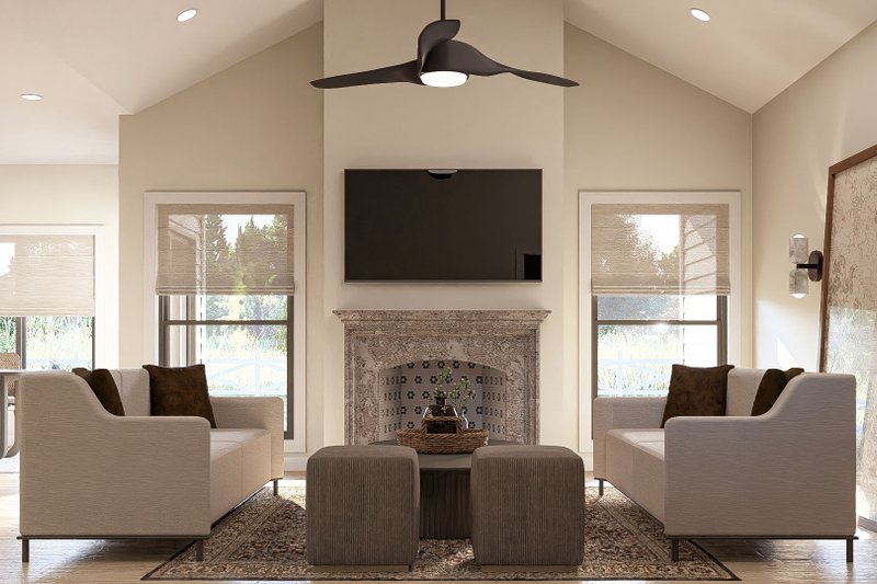 Home Plan - Interior - Family Room for Farmhouse House Plan #455-222 - 3 bed, 2.5 bath