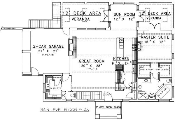 Architectural House Design - Mediterranean Floor Plan - Main Floor Plan #117-559