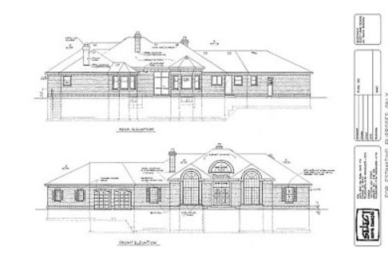 Exterior - Rear Elevation for European House Plan #47-196 - 4 bed, 4 bath
