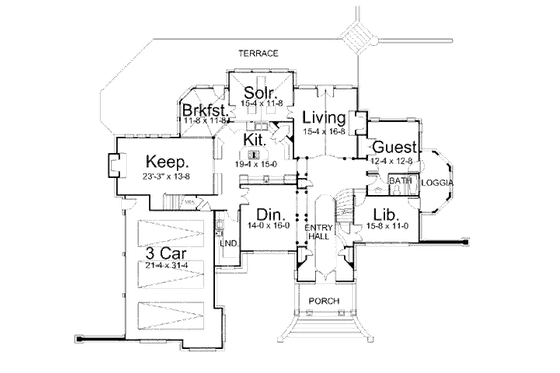 Floor Plan - Main Floor for European House Plan #119-201 - 5 bed, 4 bath