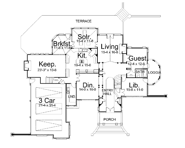 Architectural House Design - European Floor Plan - Main Floor Plan #119-201