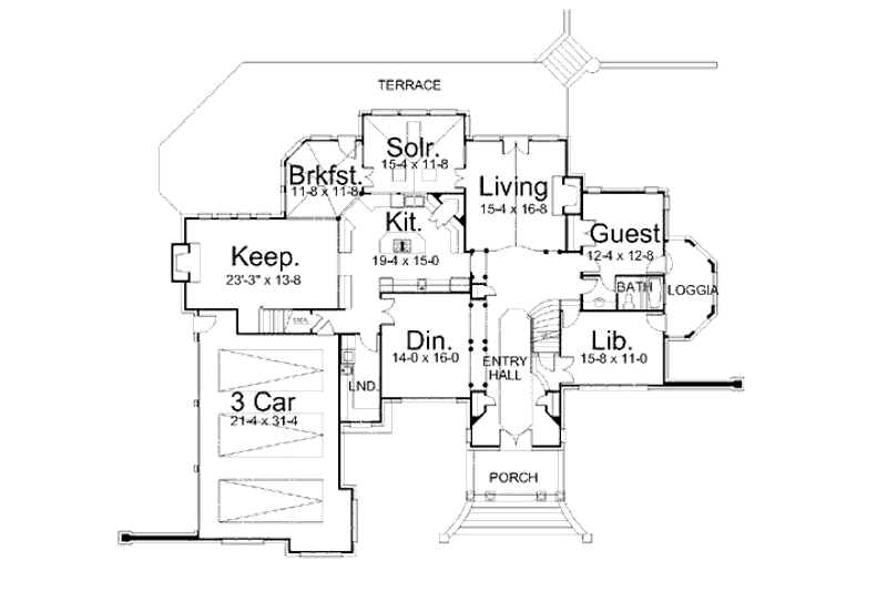 Dream House Plan - Floor Plan - Main Floor for European House Plan #119-201 - 5 bed, 4 bath
