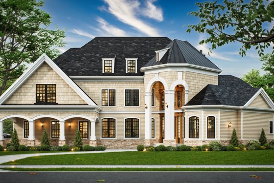 Exterior - Front Elevation 4 for European House Plan #119-152 - 4 bed, 2.5 bath
