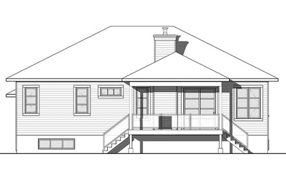 Exterior - Rear Elevation for Ranch House Plan #23-2623 - 2 bed, 2 bath