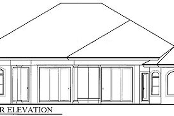 Exterior - Rear Elevation for European House Plan #115-168 - 3 bed, 3 bath