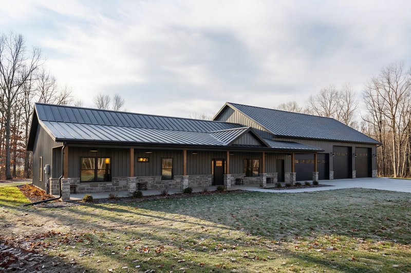 Dream House Plan - Exterior - Front Elevation 3 for Barndominium House Plan #1084-1 - 3 bed, 3 bath