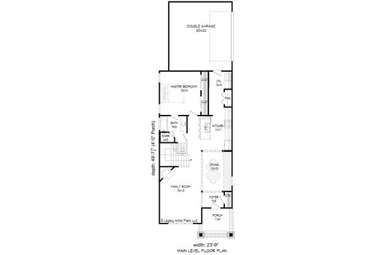 Floor Plan - Main Floor for Bungalow House Plan #932-593 - 3 bed, 2 bath
