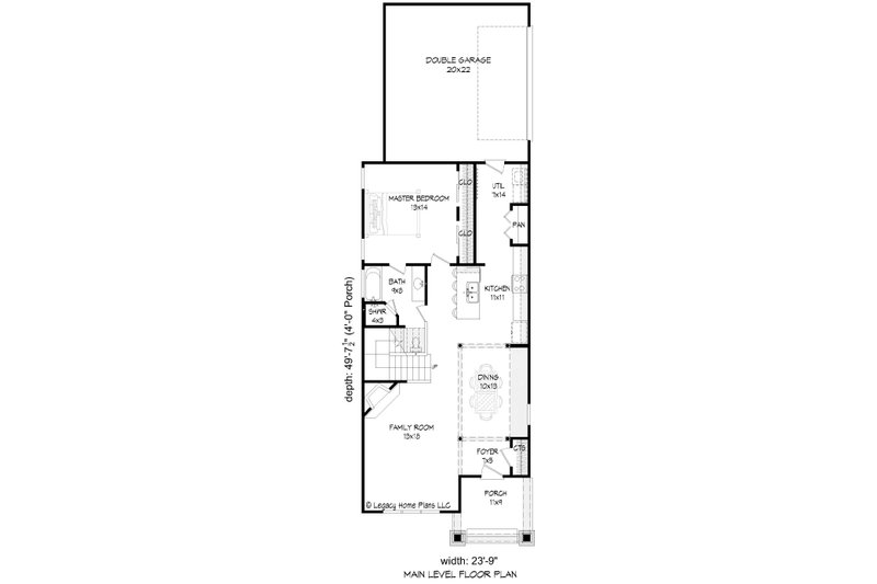 House Blueprint - Floor Plan - Main Floor for Bungalow House Plan #932-593 - 3 bed, 2 bath