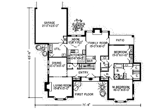 Floor Plan - Main Floor for European House Plan #312-766 - 3 bed, 3 bath