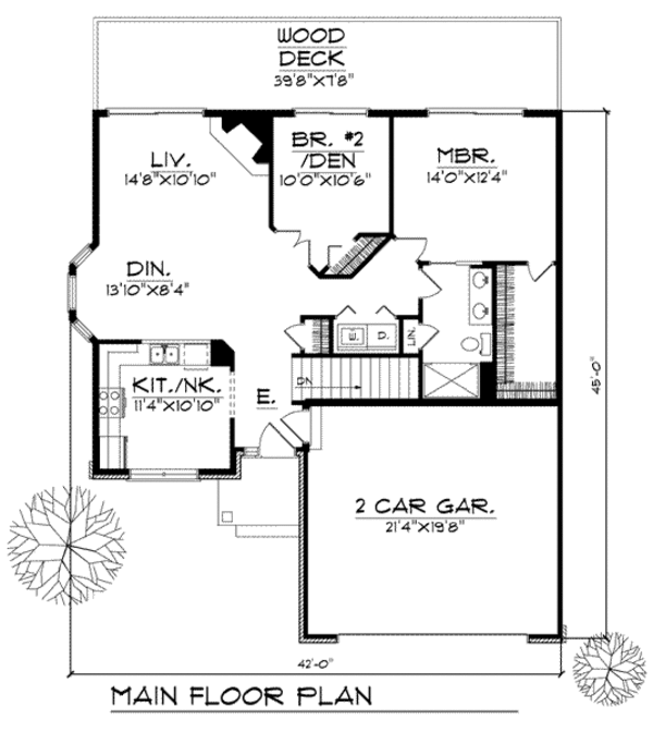 Architectural House Design - Ranch Floor Plan - Main Floor Plan #70-770