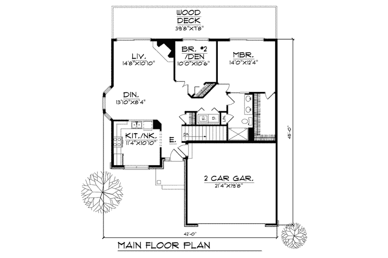 Dream House Plan - Floor Plan - Main Floor for Ranch House Plan #70-770 - 4 bed, 2 bath