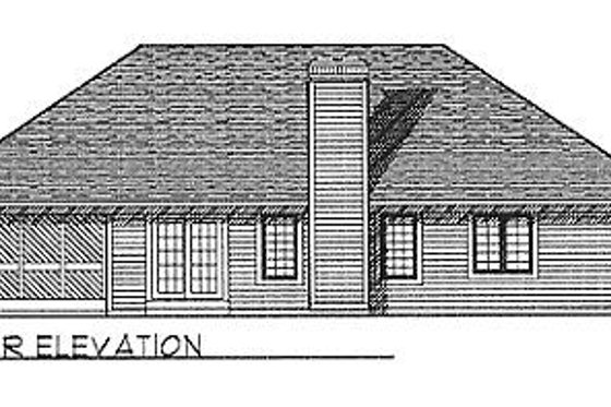 Exterior - Rear Elevation for Traditional House Plan #70-161 - 3 bed, 2 bath