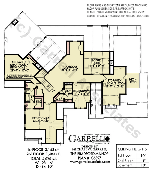 Dream House Plan - Floor Plan - Upper Floor for Craftsman House Plan #54-698 - 5 bed, 4 bath