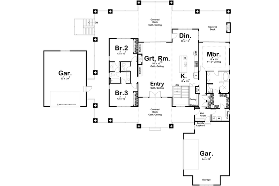 Floor Plan - Main Floor for Beach House Plan #455-294 - 3 bed, 2.5 bath