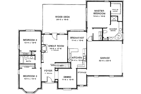 Floor Plan - Main Floor for European House Plan #10-114 - 3 bed, 2 bath