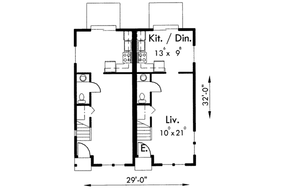 Floor Plan - Main Floor for Traditional House Plan #303-362 - 2 bed, 1.5 bath