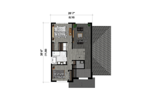 Floor Plan - Upper Floor for Contemporary House Plan #25-4981 - 2 bed, 1 bath