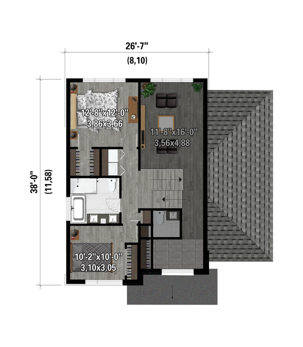Home Plan - Contemporary Floor Plan - Upper Floor Plan #25-4981