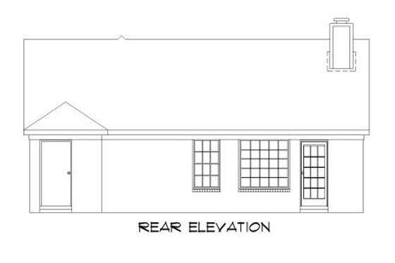 Exterior - Rear Elevation for Traditional House Plan #424-238 - 3 bed, 2 bath