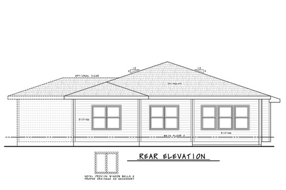 Exterior - Rear Elevation for Contemporary House Plan #20-2544 - 2 bed, 2 bath