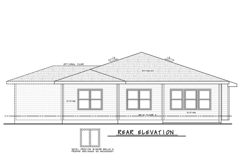 House Blueprint - Exterior - Rear Elevation for Contemporary House Plan #20-2544 - 2 bed, 2 bath