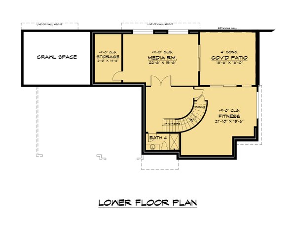 Contemporary Floor Plan - Lower Floor Plan #1066-197