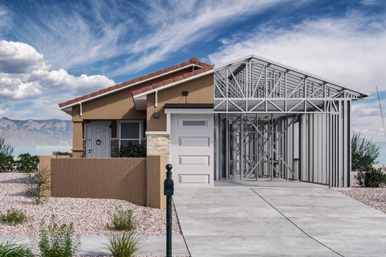 Exterior - Front Elevation 1 for Adobe / Southwestern House Plan #1106-4 - 3 bed, 2 bath