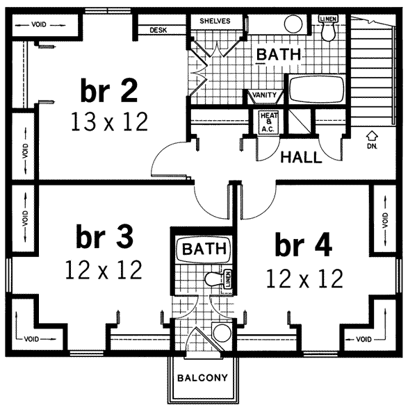 House Plan Design - European Floor Plan - Upper Floor Plan #45-210