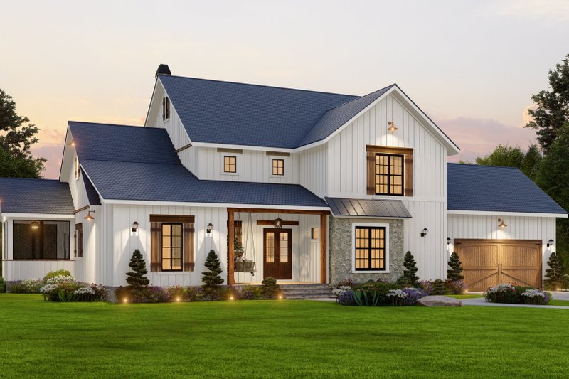 House Blueprint - Farmhouse Exterior - Front Elevation Plan #54-572