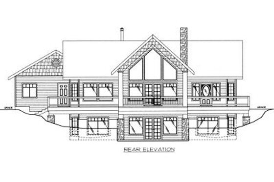 Exterior - Rear Elevation for Cabin House Plan #117-512 - 2 bed, 3 bath