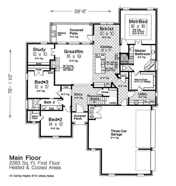 Dream House Plan - European Floor Plan - Main Floor Plan #310-1300