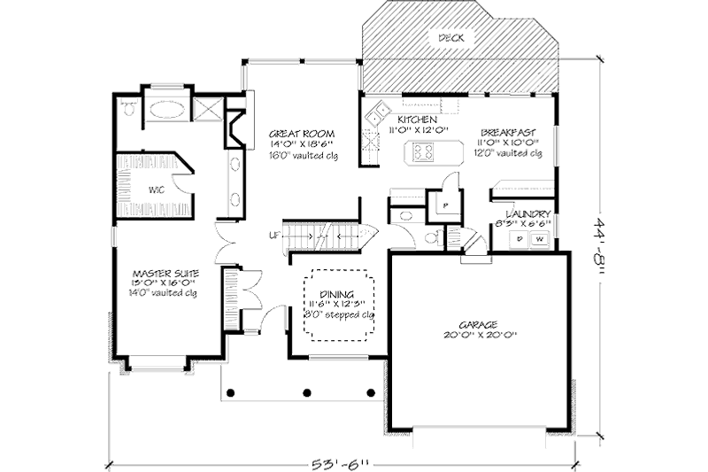 House Blueprint - Floor Plan - Main Floor 1 for Traditional House Plan #320-115 - 3 bed, 2.5 bath