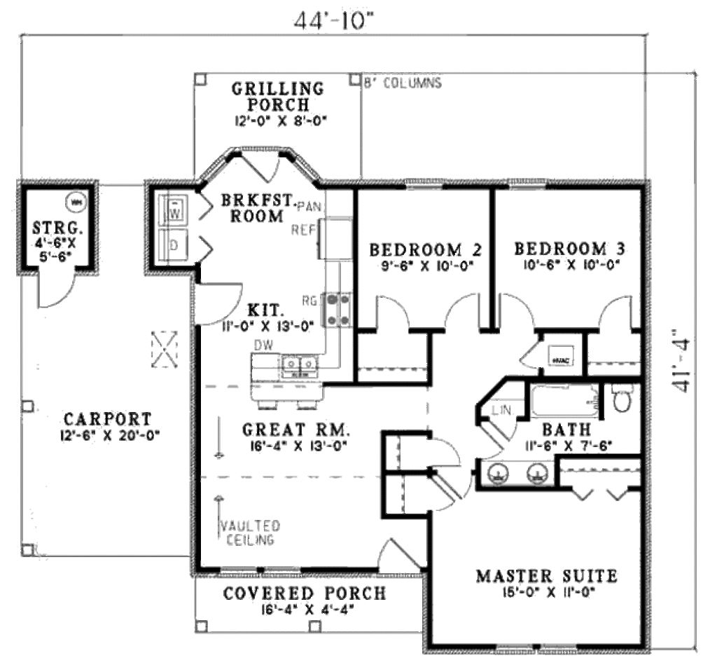 Traditional Style House Plan 3 Beds 1 Baths 1021 Sqft Plan 17 2288