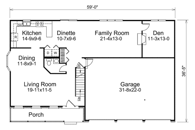 Home Plan - Floor Plan - Main Floor for Traditional House Plan #57-550 - 4 bed, 2.5 bath