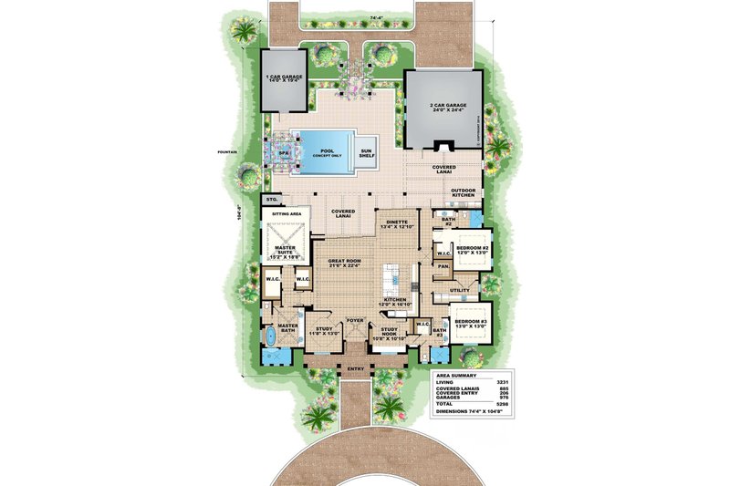 Architectural House Design - Floor Plan - Main Floor for Southern House Plan #27-501 - 3 bed, 3 bath
